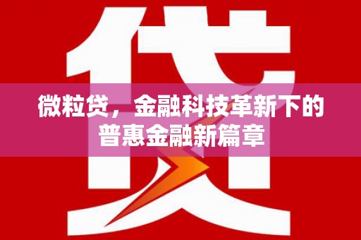 山西微粒贷，金融科技革新下的普惠金融新篇章