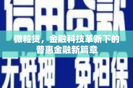 山西微粒贷，金融科技革新下的普惠金融新篇章