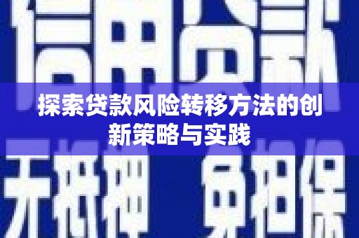 山西探索贷款风险转移方法的创新策略与实践